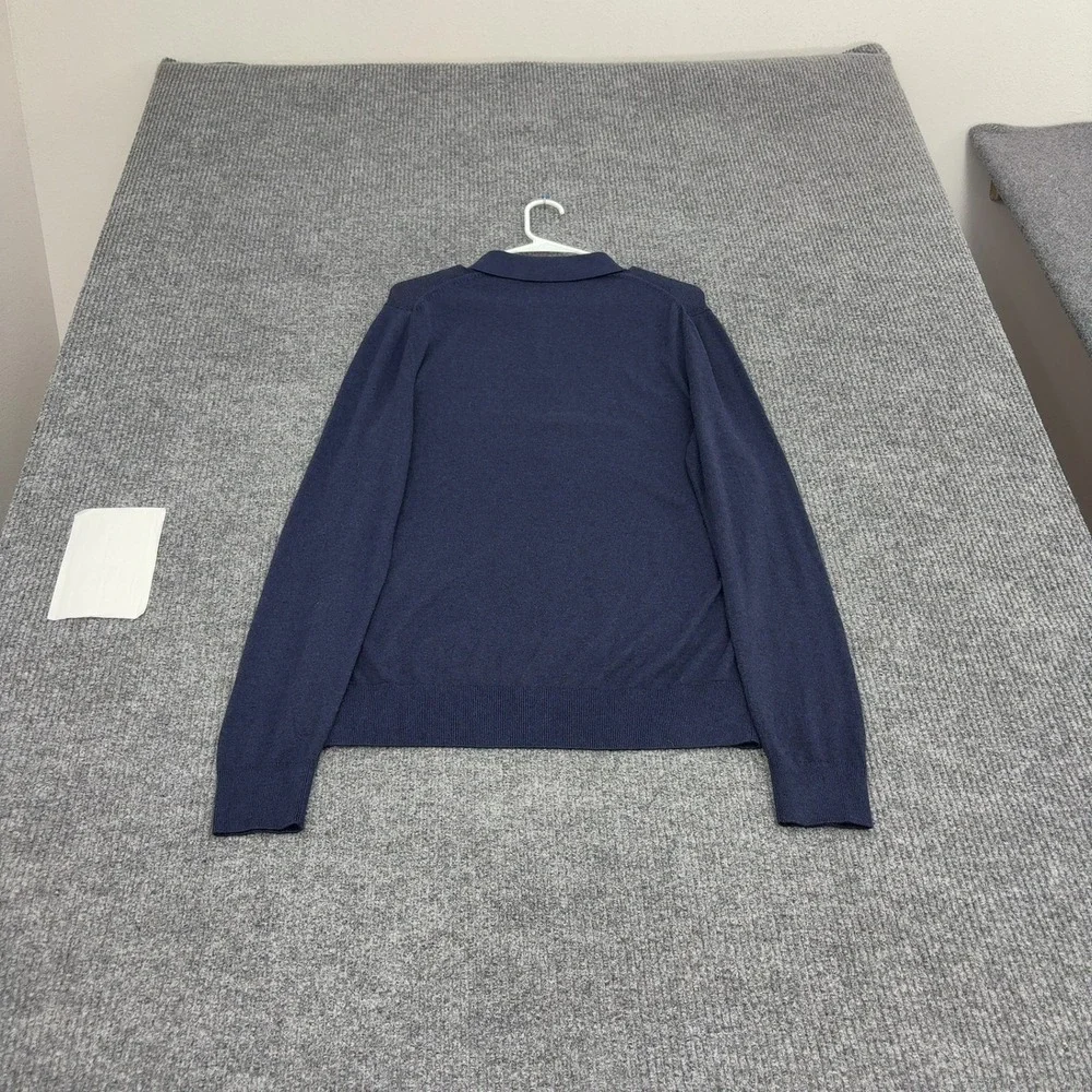 Banana Republic Sweater Mens M Navy Cotton Silk Cashmere Polo Long Sleeve Casual